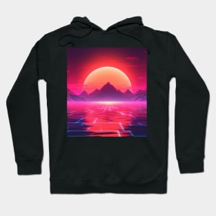 80s Synthwave Sun Mountains Hoodie